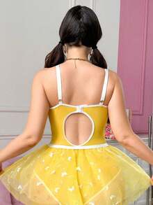 Fantasy Costume Fantasy Costume Conjunto de lencería de talla grande con aros, 2 piezas - Amarillo - Ver 3