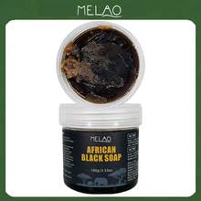 MELAO Sapone Nero Africano Tradizionale, 100% Ingredienti Naturali, Pulizia Profonda per Viso e Corpo, Adatto per Pelle Grassa e Soggetta ad Acne, 100g/3.53oz - 100 g - Visualizzare 1