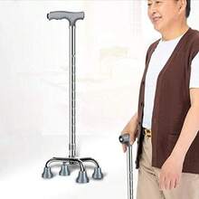 Bastón Ajustable para Adultos Mayores con 4 Patas Antideslizante, Ayuda de Caminata Ligero y , Soporte Estable para Hogar y Exterior. - Negro - Ver 2