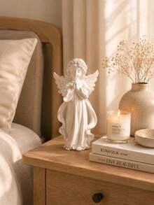 Praying Angel Statue Decor, White Angel Statue For Shelf, Farmhouse Style Home Decor Accent, Commemorative Gift, Housewarming Gift For Women, Gift For Mom - New Model - View 1