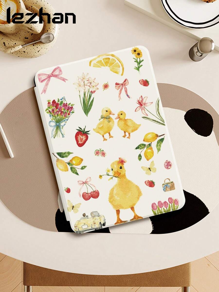 Cartoon Little Yellow Duck Floral Pattern Protective Case Compatible With Kindle 2024, Ko-Bo, Kindle NK 11/Kindle Youth Edition/Kindle Paperwhite 5, E-Book Protective Case, With Auto Wake/Sleep Function, Lightweight And Convenient, Perfect Fit To Protect Your Reading Device, Romantic And Practical Gift - Multicolor - View 1