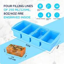 2 Pack Silicone Trays With Lid & Reinforced Steel Ring Top, 1-Cup Large Ice Cube Molds For Soup Sauce Broth Leftovers, Oven & Dishwasher - 藍色-1杯 - 查看 7
