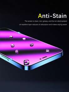 4pcs Purple Light Anti-Peep Glass Screen Protector Anti-Blue Light Privacy Protection Compatible With Phone 11/12/13/14promax/15Pro Max/16/16 Plus/16 Pro/16 Pro Max/16e/17/17 Air/17 Pro/17 Pro Max - Purple - View 6