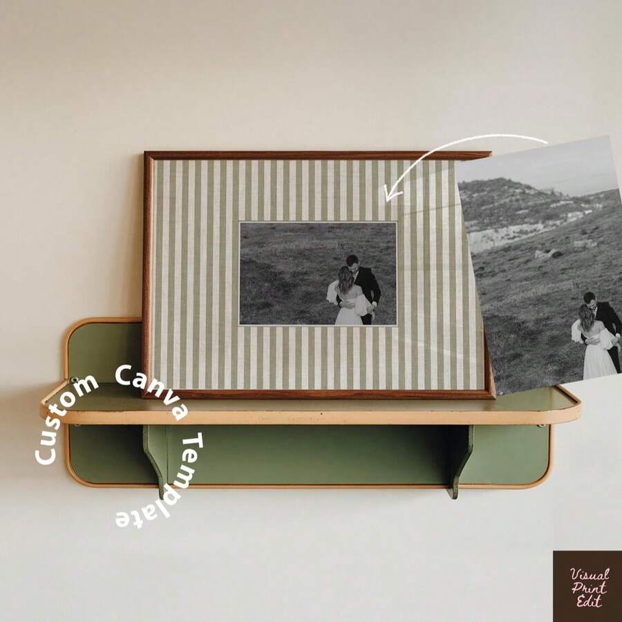 Customized Personalized Photo Horizontal Stripe Canvas Template, Customized Wedding Photo Printing, Minimalist Home Decor, Photo Print Wall Art Anniversary Birthday Couple Friends Gift