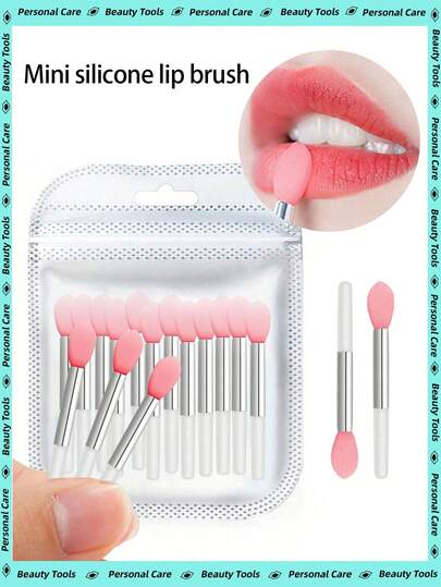 20/12/6/1pc Mini Portable Silicone Brush Head Lip Brush Makeup Brow Brush Lipstick Brush Set, Easy To Clean; Convenient Small Silicone Spatula, Suitable For Lipstick, Face Cream, Facial Mask, Essential Oil; Reusable And Affordable