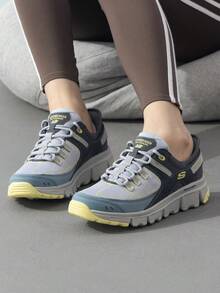 Skechers 女款輕量緩衝戶外登山鞋、輕量戶外旅行鞋、繫帶戶外鞋 180147 - 藍色/黃色 - 查看 3