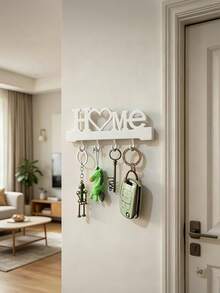 Heart-Shaped Wall-Mounted Key Hook Storage Rack, Durable Metal Material, Black Style, Suitable For Home, Can Hang Car Keys, Handbags, Keychains, Room Decor, Entryway Organizer - Multicolor - View 5