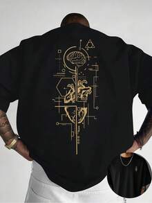 [Imágenes Dobles en la Parte Delantera y Trasera]Camiseta de cuello redondo con diseño creativo estampado en ambas partes, mangas cortas modernas y a la moda para el verano, estilo casual pa - Blanco - Ver 5