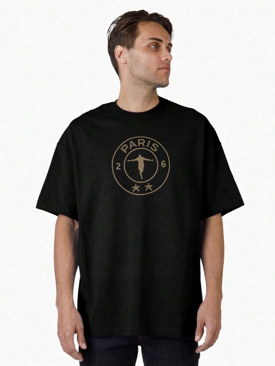 T-shirt oversize noir PSG Back2Back doré unisexe, vintage unisexe, vintage - Noir - Voir 1