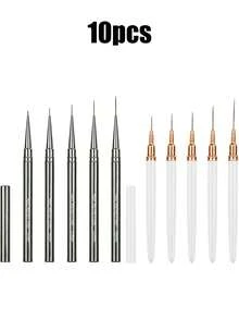 10PCS/5PCS Nail Liner Brush Set, Ultra-Fine Liner Brushes For Nails, Nail Art Brushes Suitable For Gel Nail Polish, Detail Painting And Drawing, Professional Nail Salon Tools - Multicolor - View 12