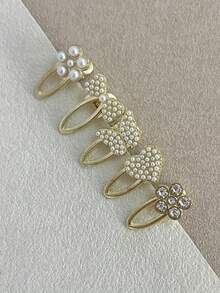 5pcs Set Exquisite Small Faux Pearl Hair Clips Fashion Rhinestone Bangs Side Clips Women Hair Accessories,Hair Claws - View 5
