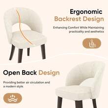 Nalupatio Mid Century Farmhouse Dining Chairs Set Of 2, Curved Back Upholstered Side Chairs With Solid Rubber Wood Legs For Home Kitchen Dining Room (White) - White - View 7