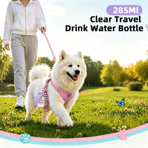 2-In-1 Portable Dog Water Bottle With Bowl, 285ml Silicone Transparent Travel Drinking Bowl, Small Dog Water Bowl Transparent Foldable Pet Feeding And Drinking Container, Hiking Supplies
