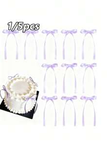 1/5pcs Purple Bow Cake Decorations, Suitable For Cakes, Cupcakes, Baby Shower Parties, Birthdays, Weddings, Valentine's Day, Christmas, Graduation - View 1
