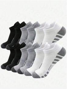 1/3/5 Pairs Men's Sports Socks, Basketball Socks, Soccer Socks, Invisible Socks, White Socks, Ankle Socks, Black Socks, Low-Cut Socks, Ankle Socks, Double-Layer Anti-Slip Design, Moisture-Wicking, Soft And Breathable, Suitable For Business Casual, Outdoor Sports, College Style, All-Season Daily Wear, Suitable For Gym, Autumn Invisible Socks And Ankle Socks - Multicolor - View 1