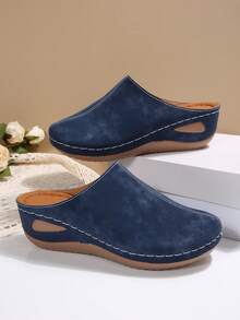 Hollow Out Wedge Sandals, Comfortable To Wear, Suitable For Long-Term Wear Such As Work And Shopping - Blue - View 5