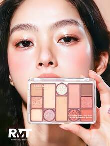 Romantic Beauty RMT 12色眼影盘，哑光和珠光裸色眼影，防晕染，便携，适合日常和派对使用，送给妈妈、姐妹、女朋友的绝佳礼物 - 01落葉 - 查看 6