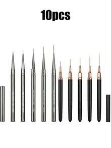 10PCS/5PCS Nail Liner Brush Set, Ultra-Fine Liner Brushes For Nails, Nail Art Brushes Suitable For Gel Nail Polish, Detail Painting And Drawing, Professional Nail Salon Tools - Multicolor - View 10