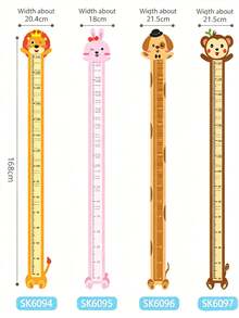 5/1pc CartoonAnimalPatternHeightMeasuringWallStickerRemovableGrowthRulerEasyToInstallAndRemoveDecorativeWallArtForBedroomNurserySpaceStylishInteriorOrnamentPracticalHomeWallDecorationAccessory - Multicolor - View 10