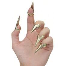 5/10 piezas Anillos de garra de metal gótico de dedo completo, anillos de garra de lobo estilo punk exagerado, herramientas de sección de cabello para trenzado, rizado y peinado - Multicolor - Ver 17