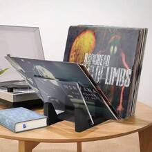 Acrylic Vinyl Record Storage Display Flip Rack Solid Wood Base LP Record Holder - View 10