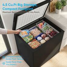 TABU 4.5 Cu.Ft Chest Freezer, Compact Top Open Deep Freezer In Black & White Available, 7 Level Adjustable Thermostat, Low Noise Freezer With Removable Storage Basket For Home Kitchen Garage RV - US B Type Plug(110-127V) - View 3