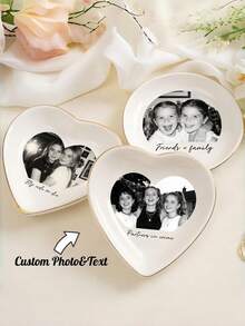 1PC Custom Jewelry Ring Dish,Personalised Photo&Text Trinket Dish With Stand, Bridesmaid Proposal, Trinket Tray For Best Friend/Bestie,Wedding Gift - Multicolor - View 3