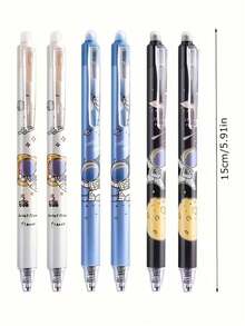 6入太空人造型可擦拭凝膠筆組，0.5mm細筆尖，藍色墨水，內建橡皮擦，適合書寫，開學季理想選擇 - 彩色 - 查看 4