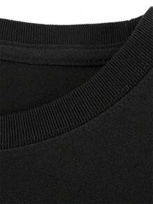 Camiseta de hombre% estampada por ambos lados, con un pequeño circular en la parte delantera, un patrón de tortuga marinaás en la parte trasera, diseño de interacción entre - Negro - Ver 2