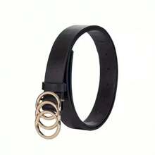 2pcs 3-Circle Buckle Fashion Decorative Versatile Daily Use Women's Belt Set - Multicolor - View 5