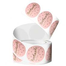 TYFYO 500Pcs 1Inch Pink Handmade Stickers Gift Label Cake Sticker Baking Decoration Sticker Handmade With Love Thank You Stickers - Multicolor - View 4