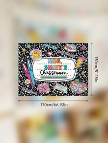 1pc Custom Text Teacher Appreciation Gifts, Custom Composition Notebook Welcome Teachers Name Classroom Banner, Teacher Tapestry Classroom Decor Tapestries - Multicolor - View 11
