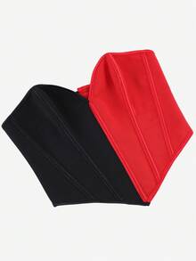 Red And Black Colorblock Fitted Corset Top, Sweetheart Neckline Bandeau Style Corset, Women's Waist-Cinched Tight Corset, Suitable For Halloween, Cosplay And Parties - Multicolor - View 4