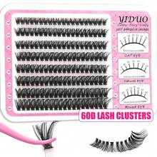 YIDUO Pre Glued False Lashes Clusters 40D/60D/80D Fine Lashes Clusters Glue-Free False Lashes Extensions Lightweight D-Curvature Clustered False Eyelashes 8-16mm Pre-Taped False Eyelash Clusters Individual Lashes Effortless Makeup Application - D - View 12