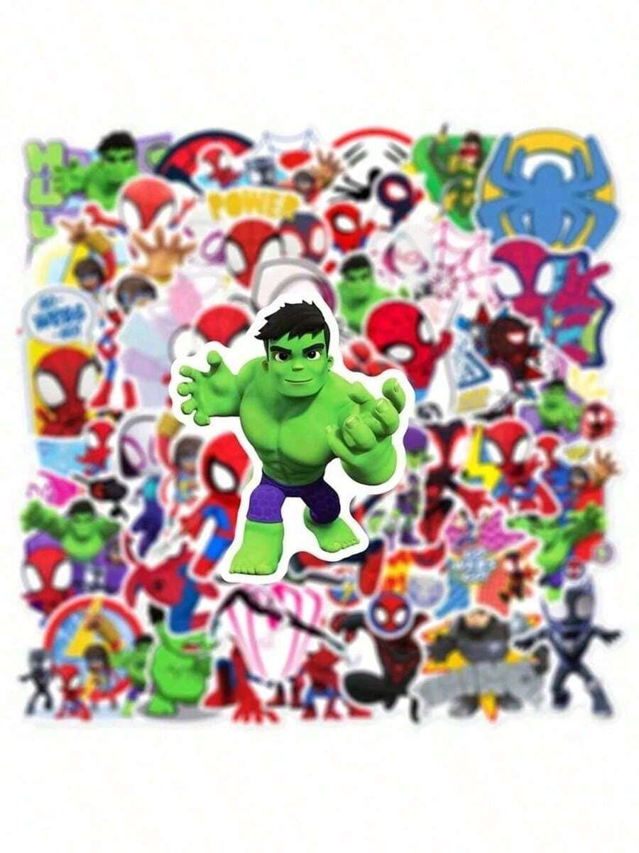Marvel 50pcs Spider Man Stickers Cute Anime Movie Peripherals Decorative Stickers For Smartphones Laptops Water Bottles Notebooks Skateboards Phone Cases Back To School Parties Scratch Resistant Random Styles - 彩色 - 查看 1