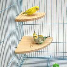 2pcs Bird Perch Platform, Parrot Standing Fan-Shaped Playground Wooden Perch Toy Cage Accessories, Suitable For Parrots, Cockatiels, Budgies, Lovebirds, Sugar Gliders, Rats, Mice, Hamsters Exercise Toys - View 1