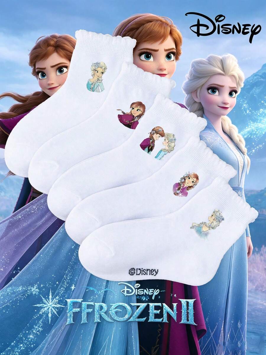 Disney 1/5雙黑白雙條紋中筒襪 女孩短襪 柔軟舒適透氣 防滑船襪 可愛休閒風 適合日常穿著/派對禮物/復活節/夏季 多色襪子 藍色系列 趣味卡通 簡約百搭禮物襪 女學生運動短襪 - 彩色 - 查看 1