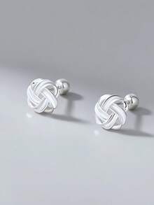 1pc New Style Wrap Earring Screw Twist Ear Bone Stud, Niche Luxury Personalized Minimalist Versatile Exquisite Ear Jewelry - Silver - View 1