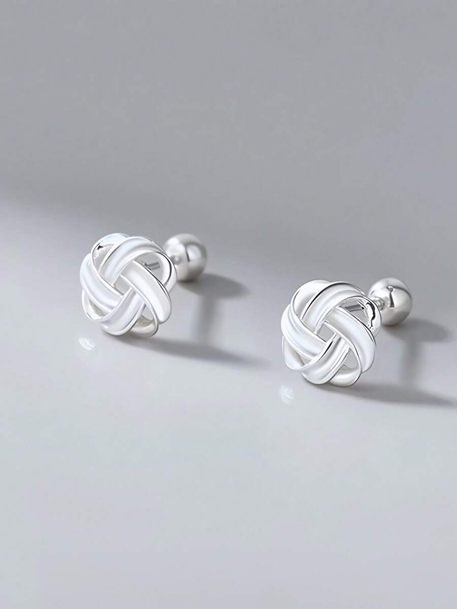 1pc New Style Wrap Earring Screw Twist Ear Bone Stud, Niche Luxury Personalized Minimalist Versatile Exquisite Ear Jewelry - Silver - View 1