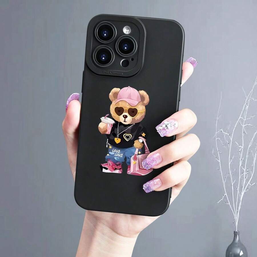 Soft TPU Phone Case With Coffee Bear Pattern For IPhone - Full Protection, Shockproof Design - Perfect Gift For Men And Women - Compatible With Models 15, 14, 13, 12, 11, XS, XR, X, 7, 8, Mini, Plus, Pro Max, SE. - (One Color) 1 Unit Per Package - View 1