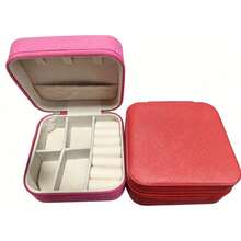 1pc Jewelry Box, Multiple Colors Available, Waterproof PU Exterior & Scratch-Resistant Velvet Interior. Mini Portable Travel Style & Cosmetic Storage Style Available. Can Store Rings, Earrings, Necklaces, Brooches; Perfect Gift For Birthday And Girlfriend. - Multicolor - View 12