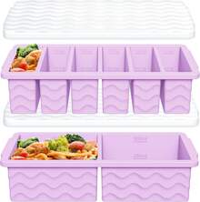 2-Pack Silicone Freezer Trays With Lid, 2 Large 2-Cup(500ml) & 6 Small 1/2-Cup(125ml) Soup Freezer Container Molds, Cube Tray Meal Prep & Freezing Soup, Stews, Sauces, Oven & Dishwasher- - 橘子(6+2) - 查看 1