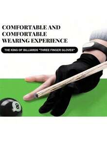 1 Set 2 Pairs/4 Pcs Billiard Gloves, 3-Finger Billiard Gloves, Non-Slip Billiard Gloves, Suitable For Left And Right Hands, Adult Party Games - Black - View 6