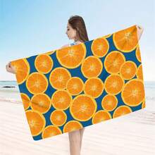 1pc Summer Fruit Beach Towel, Quick-Dry, Soft, Absorbent, High Color Fastness - Suitable For Beach, Travel, Camping And Summer Vacation - Machine Washable, Rectangular, Beach Accessory, Sports Beach Towel - Multicolor - View 3