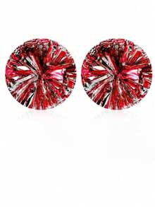 3pcs Cheerleading Pom Poms And Large Cheer Bow Metallic Cheer Supplies Team Spirit Sports Dance Cheer Equipment Purple Mini Cheer Poms Stitch Costume Cheer Gear - Multicolor - View 17