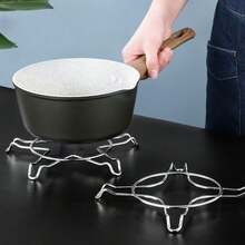 Soporte creativo de hierro forjado para ollas con almohadilla aislante de calor, soporte pequeño para olla de leche en estufa de gas doméstica, rejilla para vaporera con diseño de estrella, pentagrama y hexagrama, estante de almacenamiento - Ver 1