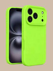 High-Quality Liquid Silicone Phone Case, Compatible With IPhone 17 Pro Max, 17 Pro, 17 Air, 17, 16, 15, 14, 13, 12, 11 Pro Max Plus, Soft-Touch Skin-Friendly, Shockproof Protective Cover - Fluorescent Green - View 1