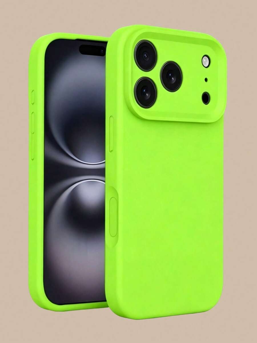 High-Quality Liquid Silicone Phone Case, Compatible With IPhone 17 Pro Max, 17 Pro, 17 Air, 17, 16, 15, 14, 13, 12, 11 Pro Max Plus, Soft-Touch Skin-Friendly, Shockproof Protective Cover - Fluorescent Green - View 1