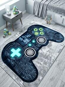1 pieza Alfombra decorativa con diseño de controlador de juego cibernético, alfombra decorativa, decoración de dormitorio, alfombra pequeña, alfombra, decoración del hogar, alfombra de sala de estar, alfombra pequeña de sala de estar, alfombra de dormitorio, decoración del hogar de sala de estar, alfombra para exteriores, alfombra lavable, regalo de temporada de graduación - Multicolor - Ver 3