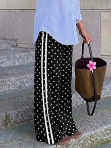 Soltrb Women's Loose Fit Leopard Print Hiphop Pants - Black and White - View 3